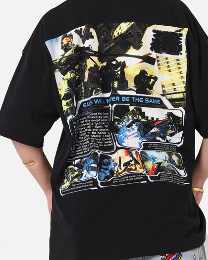 73Studio X Halo Halo 2 Disc Vintage T-Shirt Black Acidwash