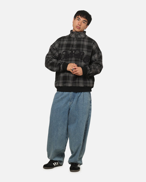 Carre Gridlock 1/4 Zip Crewneck Black Plaid