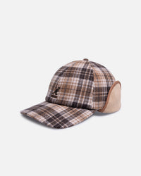 Kangol Plaid Earflaps Baseball Cap Tan