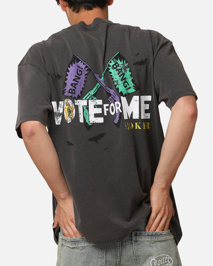 73Studio X DC Batman The Joker Vote For Me Heavyweight T-Shirt Black Wash
