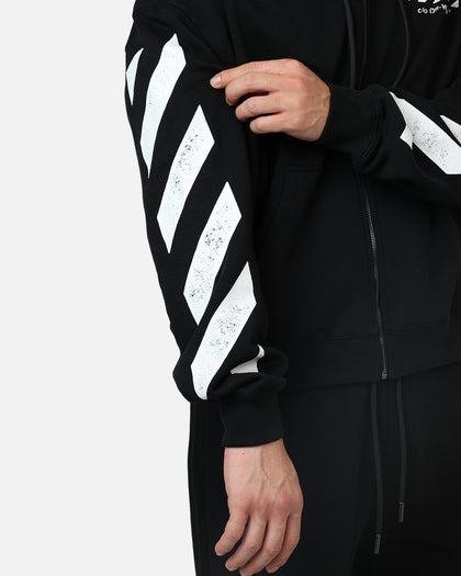 Off White Diag Full Zip Hoodie Black