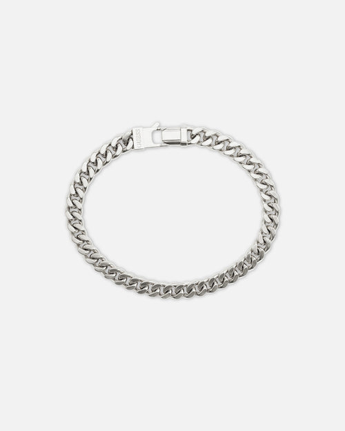 Guess Mainline Lo Studio 8mm Curb Chain Silver Bracelet Silver