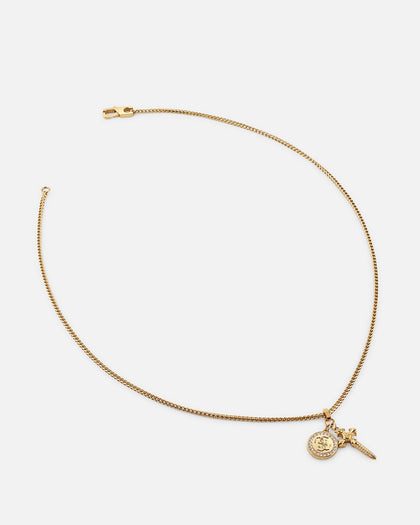 Guess Mainline Rebel Knight 26" 4G Coin And Dagger Necklace Gold
