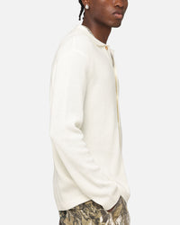 XXIII Zyair Knit Rib Long Sleeve Button Up Shirt Cream