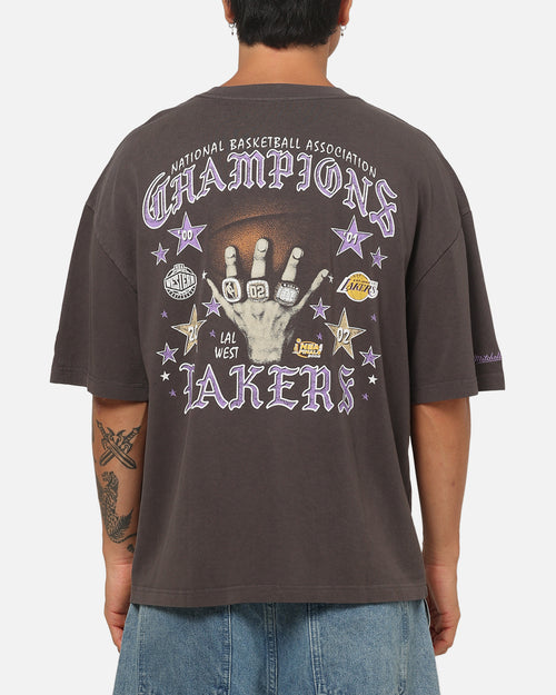 Mitchell & Ness Los Angeles Lakers Blackletter Champs Box T-Shirt Slate