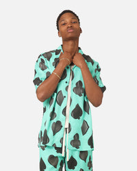 99 Cabana Four Suits Short Sleeve Button Up Shirt Teal/Black