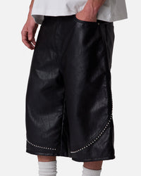 MNML Ultra Baggy Stud Leather Shorts Black
