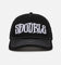 S Double Mid-Block Curved Peak Trucker Strapback Black