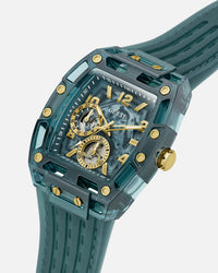 Guess Mainline Phoenix Transparent Teal Silicone Watch Teal