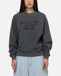 Tommy Jeans Women's TJW Boxy Leopard Varsity Crewneck Black