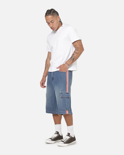 X-Large Oval Baggy Cargo Denim Shorts Indigo Blue