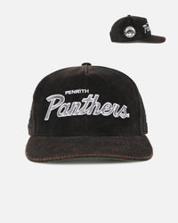 New Era Penrith Panthers 'NRL Golfer Washed Black' Pre-Curved Corduroy Golfer Snapback Washed Black