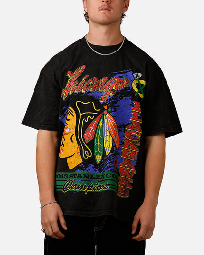 Culture Kings Chicago Blackhawks Vintage T-Shirt Black Acidwash