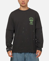 Mitchell & Ness Los Angeles Lakers 48 Mock Layer Vintage Long Sleeve T-Shirt Washed Black