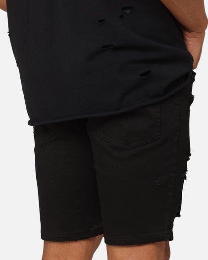 Saint Morta Dynasty Thrash V2 Denim Shorts Jet Black