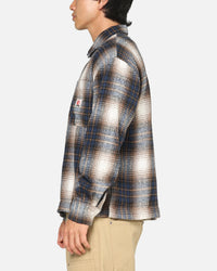 Carre Ombre Zip Up Long Sleeve Shirt Black Plaid