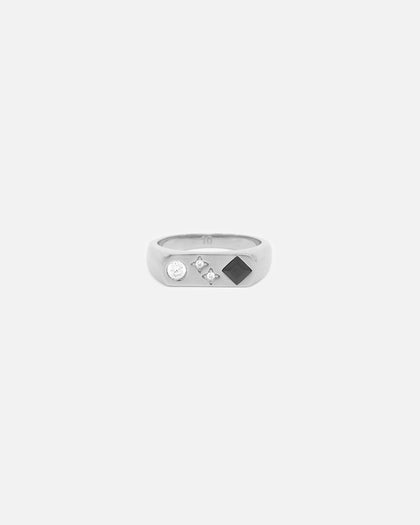 Saint Morta Iced Stars Signet Ring White Gold