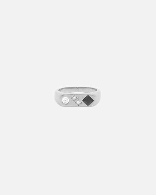Saint Morta Iced Stars Signet Ring White Gold