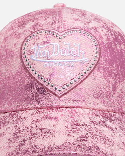 Von Dutch Heart Studded Dad Strapback Pink
