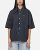 Carre Grid Short Sleeve Button Up Shirt Vintage Navy/Ecru Pinstripe