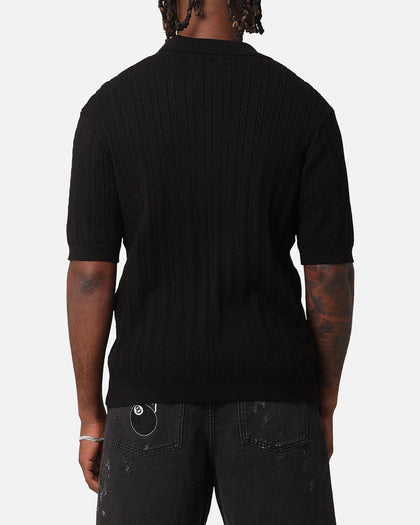 XXIII Terry Knit Button Up Shirt Black