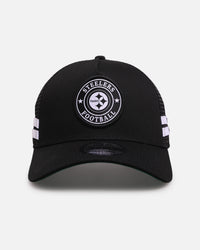 New Era Pittsburgh Steelers 'Stripe' 9FORTY A-Frame Trucker Snapback Black/White