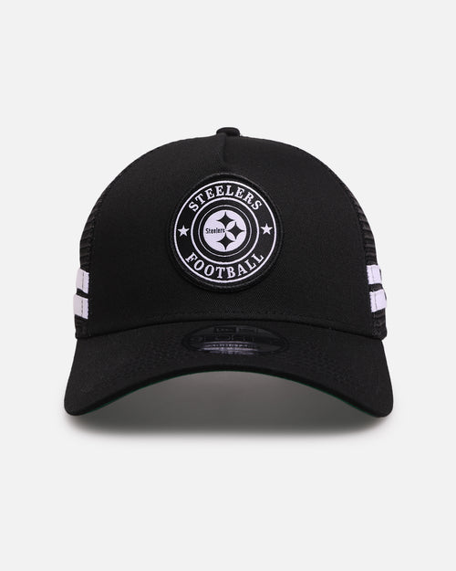 New Era Pittsburgh Steelers 'Stripe' 9FORTY A-Frame Trucker Snapback Black/White