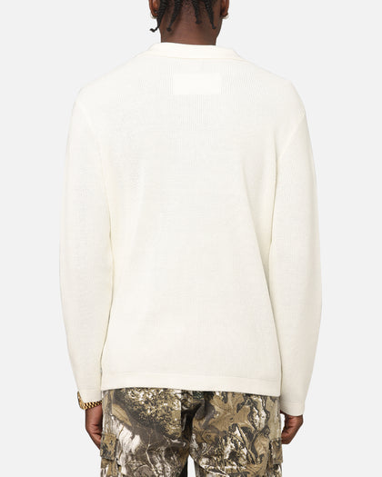 XXIII Zyair Knit Rib Long Sleeve Button Up Shirt Cream