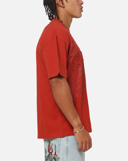 Ed Hardy Double Dragon Applique T-Shirt Red