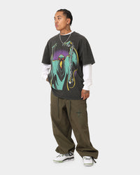 73Studio X Cartoon Network Green Ghost Heavyweight Vintage T-Shirt Black Wash