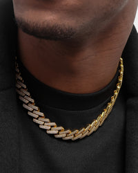 NXS 18" 14mm Iced Interlink Chain Iced Gold