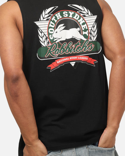 Bleacher Athletic South Sydney Rabbitohs NRL Adult Muscle T-Shirt Black