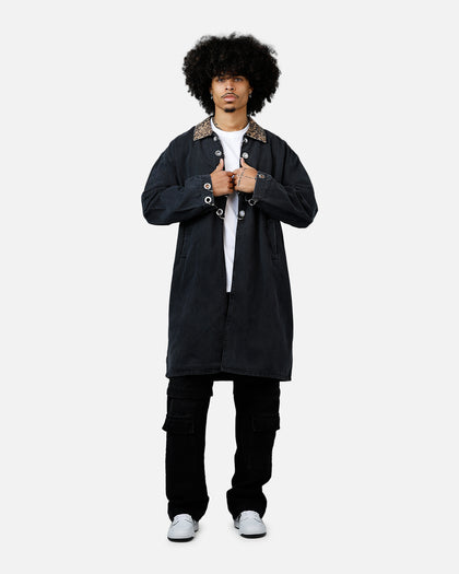 MNML Rusted Trench Coat Jacket Black