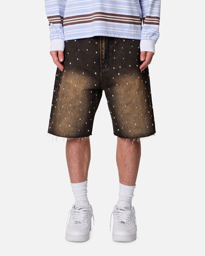 MNML Baggy Stud Denim Shorts Black