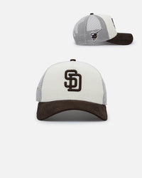 New Era San Diego Padres 9FORTY A-Frame Trucker Snapback Chrome/Walnut