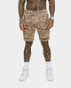 Saint Morta Paisley Skulls Denim Shorts Vintage Brown