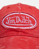 Von Dutch Distressed Dad Strapback Cap Washed Red