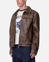 MNML Washed Leather Jacket Brown