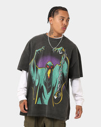 73Studio X Cartoon Network Green Ghost Heavyweight Vintage T-Shirt Black Wash