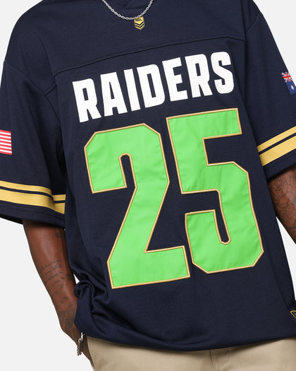 Bleacher Athletic Canberra Raiders NRL 2025 Las Vegas Round Grid Iron T-Shirt Official Team Colour