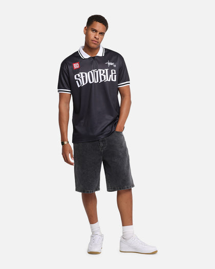 S Double Football Jersey Solid Black