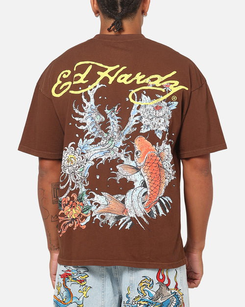 Ed Hardy Koi T-Shirt Brown