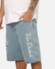 Von Dutch Skull Jean Shorts Mid Blue Denim