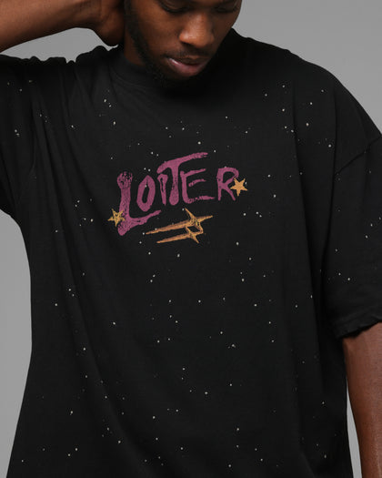 Loiter Melancholy T-Shirt Black Acidwash