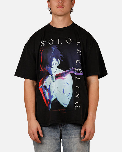 73Studio X Solo Leveling Solo Leveling Vintage T-Shirt Black Acidwash