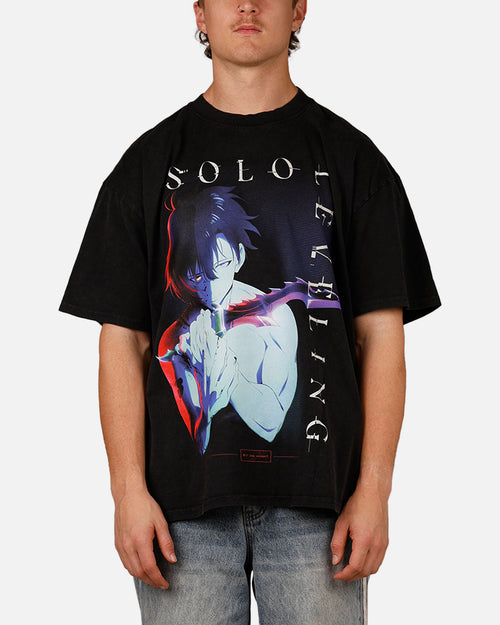 73Studio X Solo Leveling Solo Leveling Vintage T-Shirt Black Acidwash
