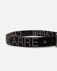Carre Studded Vegan Leather Belt Black