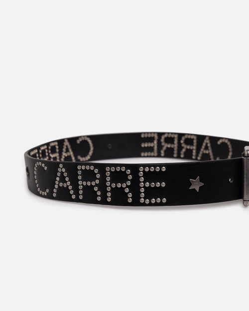 Carre Studded Vegan Leather Belt Black