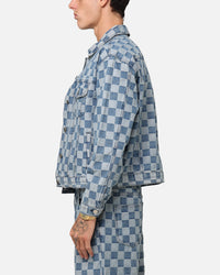 XXIII Checker Board Trucker Jacket Blue