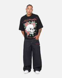 Ed Hardy Dragon Ultra Wide Leg Jeans Indigo Denim